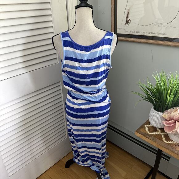VINEYARD VINES Womens Dress Small Blue Striped Maxi Beach Cover Up Summer Preppy - Picture 5 of 11